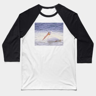 White American Pelican Peacefully Drifting Baseball T-Shirt